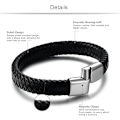 Miniatyrbillede 2 af 4: Flettet læderarmbånd til mænd, trendy uden stålspænde. 1 stk, sort