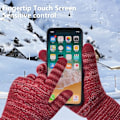 Miniatyrbilde 3 av 5: Vintervarme Touchscreen-Votter for Kvinner, Termiske Strikk Ullvotter med Fleecefôr for Kaldt Vær Purplish Red