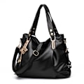 Pikkukuva 1 / 5: Dam Handväska Axelväska Crossbody Bag Mjukt Läder Stor Väska Black