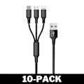 Pikkukuva 1 / 3: Latauskaapeli 3 in 1 Lightning / USB-C / Micro USB 10-Pack