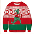 Miniatyrbild 1 av 3: Tyrannosaurus Rex Ful Jultröja för Män 3D Tröja Toppar XS XS Tyrannosaurus