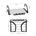 Miniatyrbillede 2 af 5: Foldbar Tøjstativ til Balkon i Rustfrit Stål Hæng på Radiatorvindue Badekar til at Hængtørre Vådt Tøj til Vask (40X32cm)