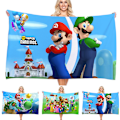 Miniatyrbild 2 av 2: Super Mario Mikrofiber Badhandduk Strand Simbassäng Filt Snabbtorkande 150 x 75 cm A A 75*150cm