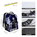 Miniatyrbilde 4 av 5: Wednesday Addams karakter full print ryggsekk dobbel skulder skolesekk for studenter 2