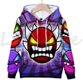 Miniatyrbillede 3 af 5: Angry Geometry Dash Hættetrøjer til børn, Tegneserie Spil Sweatshirts til børn, 3D Print Hættetrøje, Pullovers til piger og drenge Rød Red S