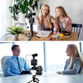 Miniatyrbilde 6 av 8: Vlogging Videopakke med Stativ Mikrofon LED-lys Telefonholder