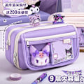 Miniatyrbild 2 av 6: Sanrio Kuromi Söt Stor Kapacitet Pennfodral För Flickor Vackra Blixtlås Penna Kawaii Barnens Väska Kvinnors Skolmat kuromi pencil bag