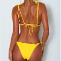 Miniatyrbild 2 av 4: Bikiniset för kvinnor med push-up-vaddering, repband och spännen Gul Yellow M