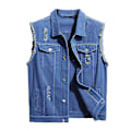 Pikkukuva 1 / 2: Herr Casual Ripped jeansväst Klassisk Trucker Button Down Ärmlös Jean väst -HG Mörkblå Dark blue XL