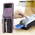 Pikkukuva 3 / 5: Jalustallinen puhelinkotelo Samsung Galaxy Z Flip4 5g:lle, RFID-suojattu korttikotelo, PU-nahka + TPU-kuori, violetti