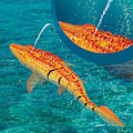 Pikkukuva 5 / 5: Kauko-ohjattava Mosasaurus vesilelu lapsille RC-vene dinosaurus 1:18 korkea simulaatio dinot valoilla ja vesisuihkulla - kylpy- ja uintilelu-XF10- orange