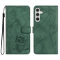 Uggla Präglat PU Läder Plånboksfodral för Samsung Galaxy A56 5G - Grön-FF- Orange