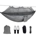 Double Hammock with Mosquito Net and Storage Bag, High-Strength Parachute Fabric for Camping, Hunting, Backpacking-FF- gray