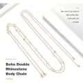 Miniatyrbillede 4 af 5: Boho Lagdelt Rhinestone Mavekæde Guldkugler Mave Midjekæder Paljetter Bælte Body Chain Smykker til Kvinder og Piger