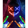 Miniatyrbillede 1 af 5: Halloween-maske LED-maske og handsker i flere lystilstande Blue-red Mixed(1 Set)
