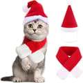 2 st. Jultomtedräkt för katt, julhatt med halsduk-FF-