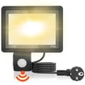 Utomhussäkerhetsbelysning - UISEBRT - 100W - Rörelsedetektor - IP66 - Varmvit-FF- Svart