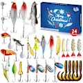Miniatyrbild 1 av 5: Jul 2024 Fiske Adventskalender - Fiskebeten Set, Fiskeutrustning för Vuxna Män Pojkar, Fisketillbehör (24 st)