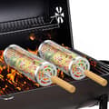 Rolling Grill Basket with Handle - 24x10 cm, Stackable BBQ Grill Basket for Vegetables, Outdoor Cooking-FF-