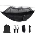 Double Hammock with Mosquito Net and Storage Bag, High-Strength Parachute Fabric for Camping, Hunting, Backpacking-FF- black