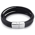 Miniatyrbillede 2 af 3: Armbåndssmykke til mænd - Flettet manschet, magnetlås - Læder - Rustfrit stål - Fancy - til mænd og kvinder - Kæde...