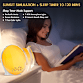 Miniatyrbilde 2 av 5: Soloppgang Vekkerklok, Fullskjerm Våknelys med Soloppgang Simulering, Dobbel Alarm, FM-radio, 8 Naturlige Lyd og Snooze, 3 Lysmoduser, Digital Sengelampe