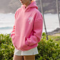 Miniatyrbilde 3 av 5: Oversized Rød Palm Puff Hoodie med Langermet Bokstavtrykk for Kvinner - Casual, Snøring, Preppy, Grafisk Hoodie for Tenåringsjenter Rose Red Rose Red Rose Red 2XL