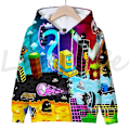 Miniatyrbilde 1 av 5: Angry Geometry Dash hettegensere for barn, tegneseriespill-sweatshirts for barn, 3D-print hettegenser, gensere for jenter og gutter, grå Gray 160