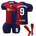 Miniatyrbilde 1 av 2: 24-25 Lewandowski 9 Barcelona Hjemme Fotballtrøye Uniform Team Treningstrøyer Adult XL(180-190cm)