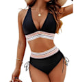 Miniatyrbild 1 av 6: Bikiniset för damer, hög midja, magkontroll, svart-XF5- black L