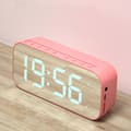 Bluetooth-högtalarväckarklocka Digital klocka med Bluetooth-högtalare Spegel Digital display Väckarklocka för sovrumskontor Rosa