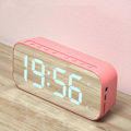Miniatyrbild 1 av 5: Bluetooth-högtalarväckarklocka Digital klocka med Bluetooth-högtalare Spegel Digital display Väckarklocka för sovrumskontor Rosa