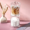 Miniatyrbillede 4 af 5: Gensigtig bomuldspind Plast opbevaringskrukke til badeværelse - firkantet