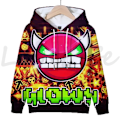 Miniatyrbilde 1 av 5: Angry Geometry Dash hettegensere for barn, tegneseriespill-sweatshirts for barn, 3D-print hettegenser, gensere for jenter og gutter, oransje Orange 110