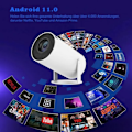 Miniatyrbillede 2 af 7: 4K HD miniprojektor, 120 ANSI Smart WiFi 2.4G/5G Android 11.0 projektor til væg og loft, automatisk keystone-korrektion, 180 graders vinkeljustering