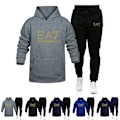 Miniatyrbild 5 av 6: Män Sport Huvtröja Tracksuit Set Långärmad Hoodie Sweatshirt Jacka + Joggingbyxor Sweatpants Outfit Fickor E E M