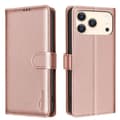 iPhone 17 Pro Case Leather Case with Litchi Texture and RFID Anti-theft Guld