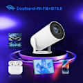 Miniatyrbilde 3 av 7: 4K HD miniprojektor, 120 ANSI Smart WiFi 2.4G/5G Android 11.0 projektor for vegg/tak, automatisk keystone-korreksjon, 180° vinkeljusterbar