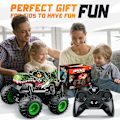 Pikkukuva 7 / 7: Monsteriauto Lelut, 2.4GHz RC Monsteriautot Pojille, 1:20 Dinosaur RC Autot Valoilla ja Musiikilla, Kauko-ohjattava Stunt-auto, 360° Pyöriminen, Lapsille Green