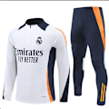Miniatyrbild 1 av 2: 2425 Ny Real Madrid Fotboll Långärmad Halv Zip Tränings T-shirt för Vuxna och Barn Vit - Perfekt vit white XL