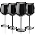 Miniatyrbilde 1 av 6: Vinglassett med 4, 18oz Rustfritt Stål Vinglass, Knusesikkert & Bærbart Stilkglass i Metall for Utendørs, Reiser, Camping og Basseng Black