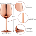 Miniatyrbilde 5 av 6: Vinglassett med 4, 53 cl Rustfritt Stål Vinglass, Knusesikkert & Bærbart Stilkglass i Metall for Utendørs, Reiser, Camping og P Rose Gold
