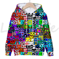 Miniatyrbillede 4 af 5: Angry Geometry Dash Hættetrøjer til børn, Tegneserie Spil Sweatshirts til børn, 3D Print Hættetrøje, Pullovers til piger og drenge Rød Red S