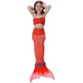 Barn flickor badkläder, tryckt sjöjungfru bikini baddräkt red-FF- red 130cm