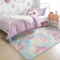 Miniatyrbilde 3 av 5: Enhjørning Rommatte 120x160 cm Pastellfarget Teppe for Barn Shaggy Teppe