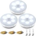 Automatic LED Night Light [3-Pack], 3 Modes (Auto/On/Off), Self-Adhesive USB Rechargeable Battery Lamp, Wireless LED (White)-FF-