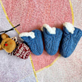 Miniatyrbilde 5 av 6: Vinterstrømper varmestrømper fluffy tykke sokker innesko b blå blå 22-25 (insida 16-18cm)