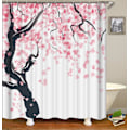 Miniatyrbillede 1 af 4: Blomstret bruseforhæng, 180cm x 200cm, Rosa Sort, Kirsebærblomst-XF4-