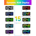 Miniatyrbild 3 av 5: Superhög väckarklocka för djupsömnare, digital klocka med 7-färgad nattlampa, justerbar volym, dimmer, USB-laddare, små klockor för sovrum-XF4-