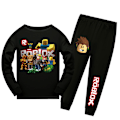 Miniatyrbillede 1 af 7: Roblox Spil Langærmet Pyjamas Pyjamassæt Børn Pjs Sovetøj Natkjole Fans Gave Sort Black Black 140 cm